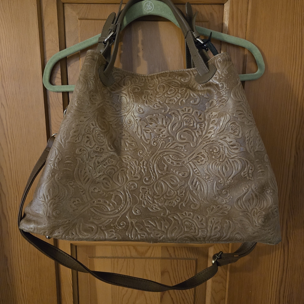 VIOLA GIGLI Handmade in ITALY LEATHER Embossed Large Tote Women's Bag